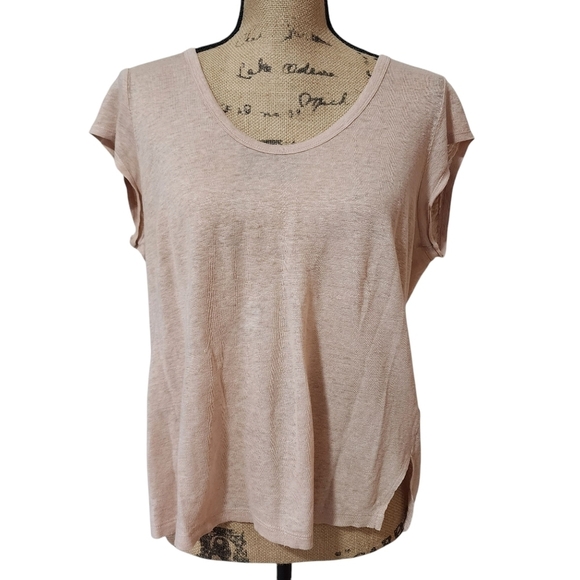 Joie Evalina Linen Tee Pale Blush - Medium - Picture 2 of 7